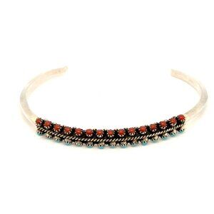 Silver Turquoise/Coral Petite Cuff